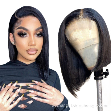 Wholesale Black 8-16 Inch Human Hair Bob Lace Wigs Vendor,Cheap 4x4/13x4 Closure Bob wig Natural Pre plucked With Baby Hair